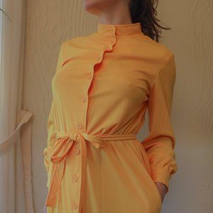 '70s Vintage Mel Mortman Nehru Collar Dress